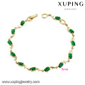 74941 venta caliente nueva señora elegante joyería 14k color oro cobre verde y blanco pulsera CZ